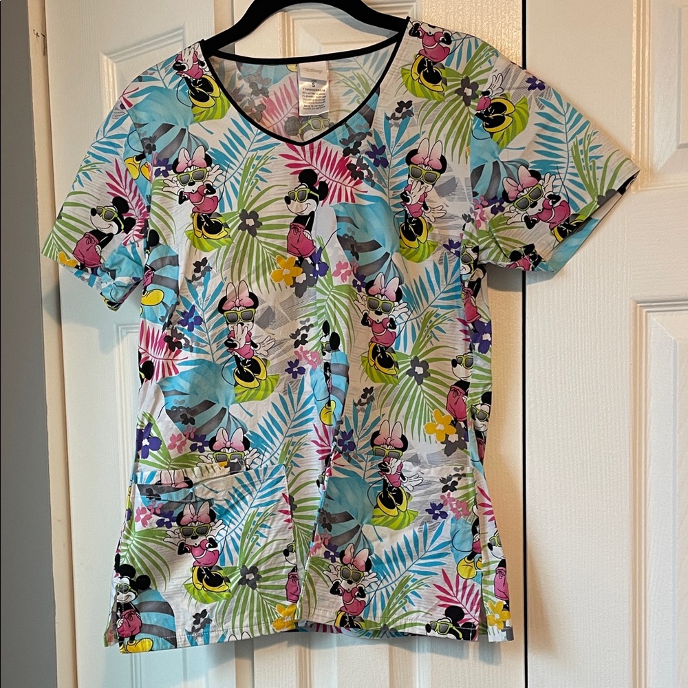 Disney Mickey and Minnie Tropical Scrub Top